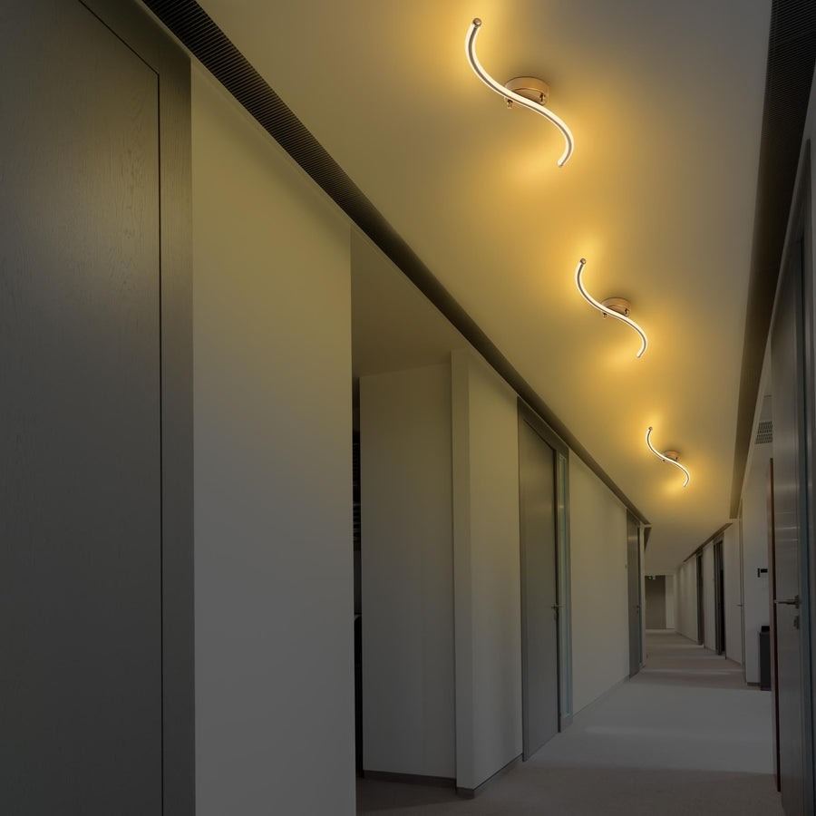 Altın Dalgalı LED Avize - Altin