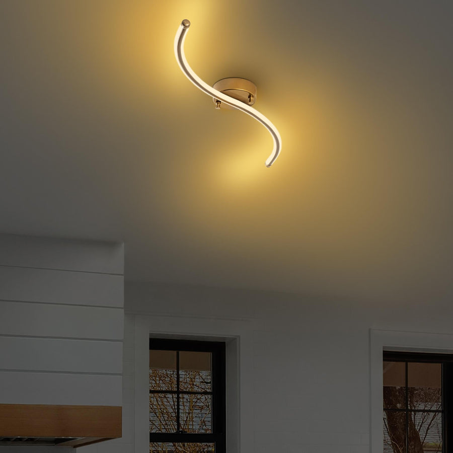 Altın Dalgalı LED Avize - Altin