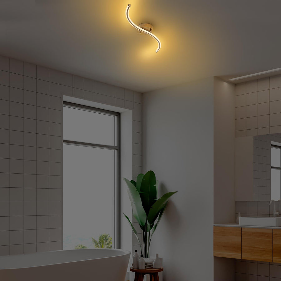 Altın Dalgalı LED Avize - Altin