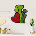 Kopek Kedi Kalp Yosun Metal Duvar Panosu - Yesil